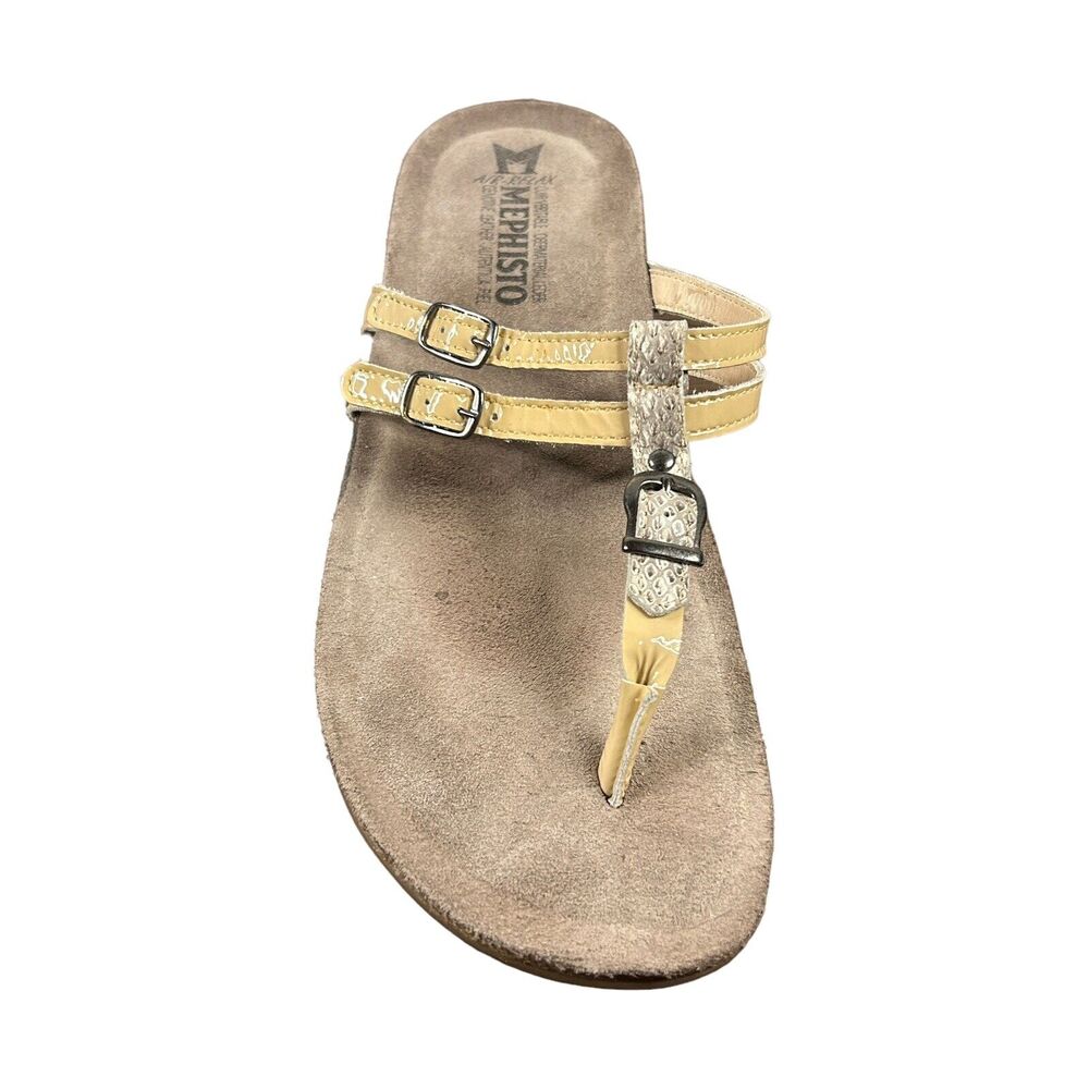 Mephisto Axia Sandals Womens 40 US 10 Yellow Leather Snake Skin Thong Air Relax
